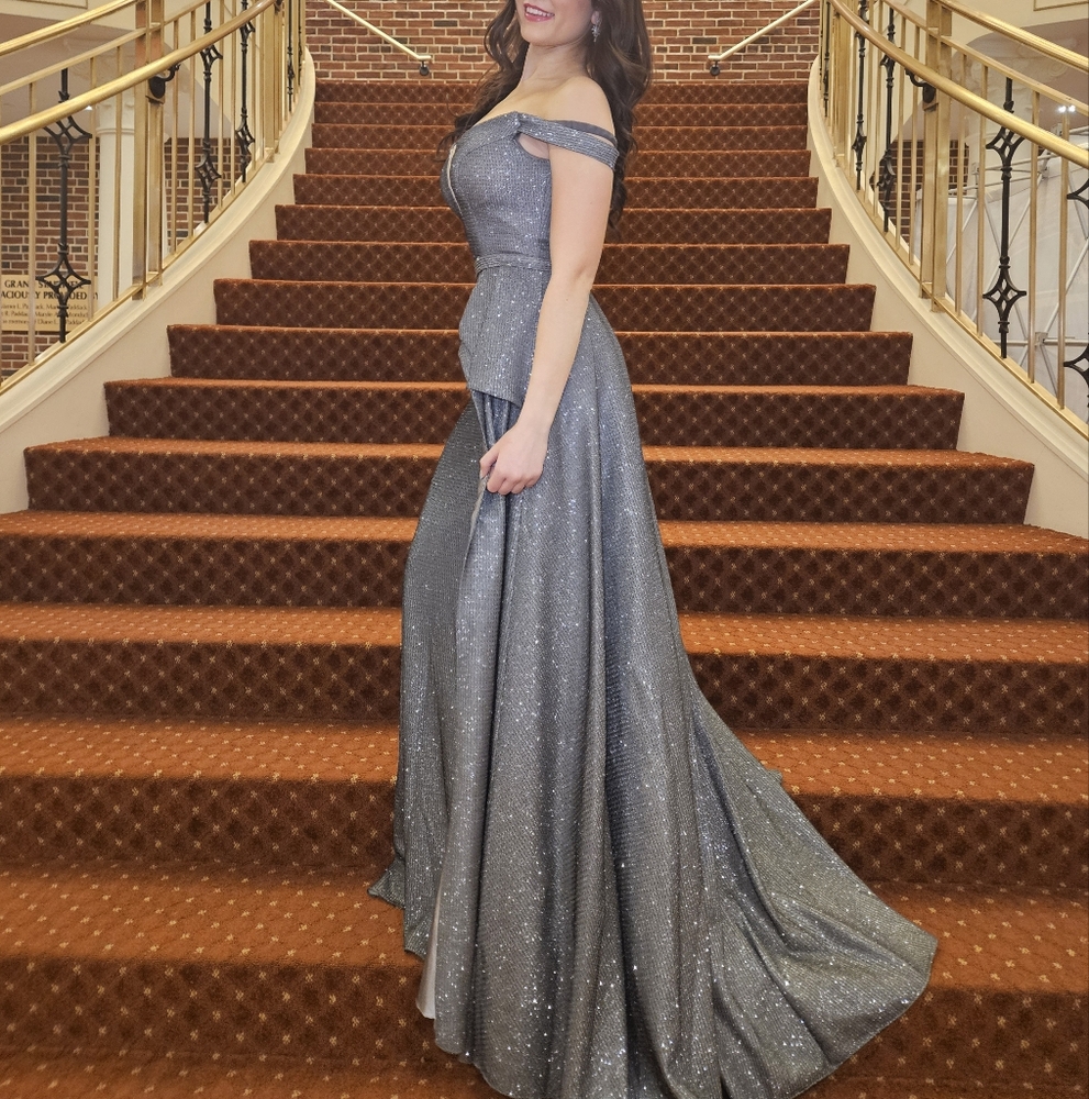 JVN by Jovani Silver Prom Dress